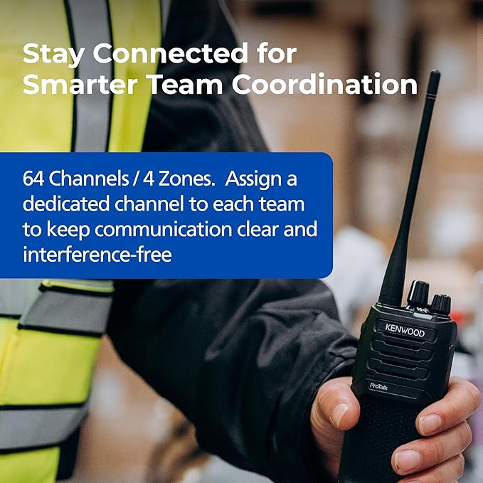 KENWOOD ProTalk NX-P1300AU 5W UHF Business Radio – in-Building Coverage, 64 Channels/4 Zones, Up to 15-Hour Battery, Loud 1,000 mW Speaker, Rugged MIL-STD 810 & IP54/55, Upgradable NXDN Digital
