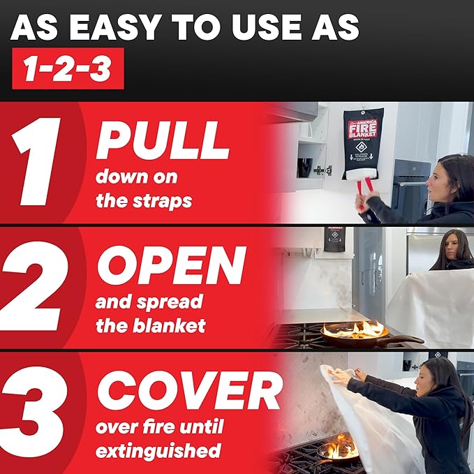 America Fire Blanket, Fire Blanket – Puts Out Fires in Seconds, Never Expires, Provides Peace of Mind