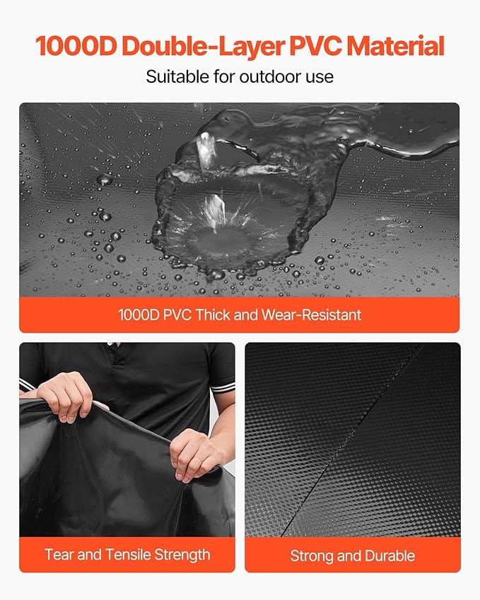 VEVOR Water Storage Bladder, 142.7 Gallon (540L) Water Storage Container Tank, 1000D PVC Large Capacity Soft Bag Bladder, Collapsible Portable for Garden Irrigation, Camping, RV, Emergency Use - Black