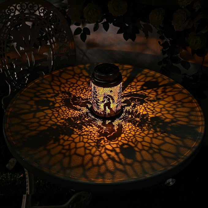 Cooo 6 Pack Solar Lanterns Outdoor Waterproof Bigfoot Sasquatch Christmas Trees Solar Pathway Lights Landscape Path Christmas Gifts for Women Mom Grandma for Outdoor Table Lamps Garden Yard Decor-Gold