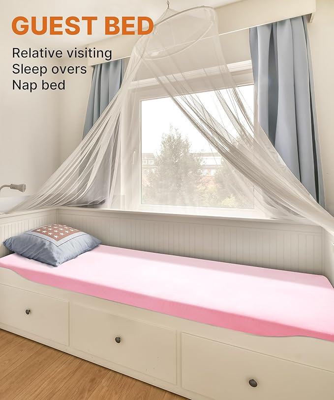 3 Inch Memory Foam Camping Mattress, Dual Layer Thick Sleeping Camp Pad for Car Tent Cot, Roll-Up Portable Glamping Floor Bed for Guests Sleepover