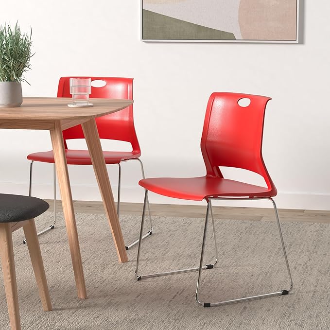 Sidanli Red Stacking Chairs-Set of 4