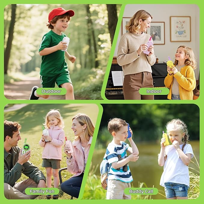 Walkie Talkies for Kids Toys: Toys for 3-12 Year Old Boys Girls - 22 Channels 2 Way Radio Toy with Backlit LCD Flashlight - 3 Miles Range for Outside/Camping/Hiking (2-Pack), Green
