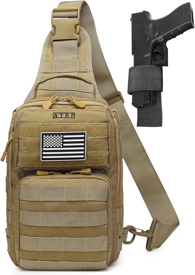 ATBP Tactical Sling Backpack With Holster Military Crossbody Bag for Men Single Shoulder Back Pack 10L