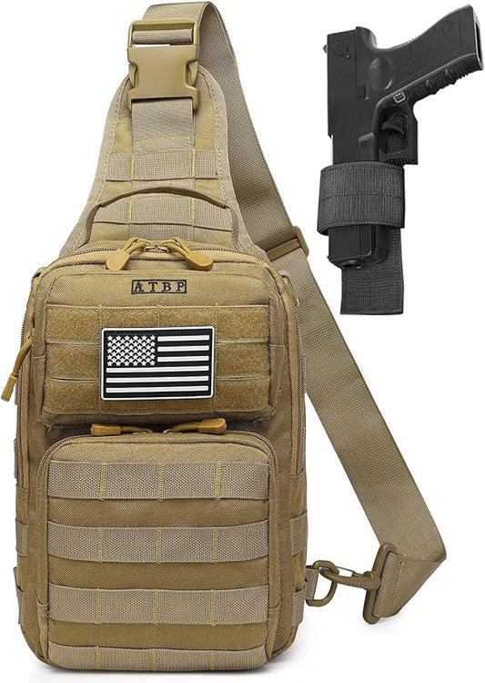 ATBP Tactical Sling Backpack With Holster Military Crossbody Bag for Men Single Shoulder Back Pack 10L