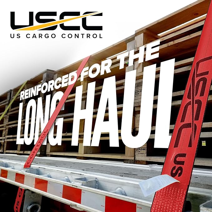US Cargo Control 4" x 30' Winch Straps with Twisted Sewn Loops (10-Pack), 5,400 LBS Working Load Limit, Heavy Duty Flatbed Tie Downs, Red 4 Inch Straps for Flatbed Trailers and Trucks