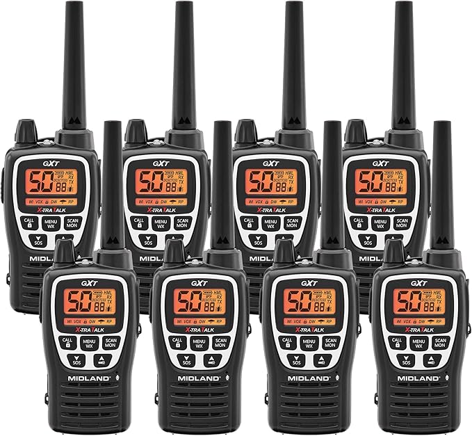 Midland GXT3000 GMRS Radio - 8 Pack Bundle w/Headsets & Chargers