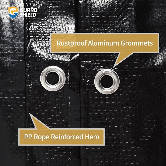 GUARD SHIELD Black Tarp Waterproof 16x20 Feet Medium Duty All Purpose Poly Tarps Cover 7mil