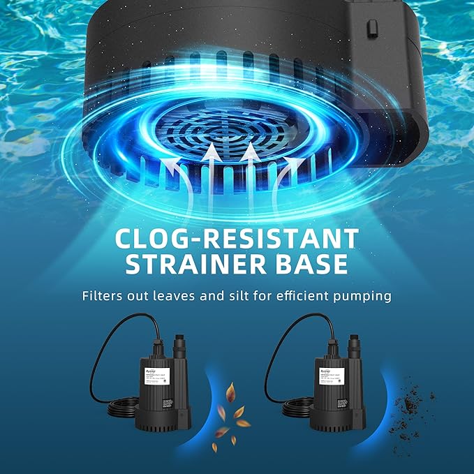 1/6 HP Submersible Water Pump, 1500 GPH Sump Pump with Thermoplastic Housing, 115V Portable Electric Water Pump with 10 Ft Cord for Basement, Yard, Boats and Pool Covers