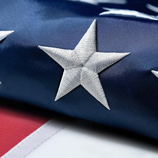 American Flag 10x15 FT Outdoor, Heavy Duty High Wind Extra Large US Flag, Embroidered Stars, 5 Brass Grommets, Giant Indestructible Tough USA Flags Suitable for Outside