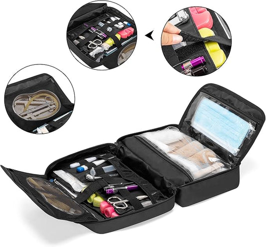 Trunab Portable First Aid Bag Empty, Medical Supplies Bag with 2 Inner Flap, Emergency Trauma Bag for Accessories, Black