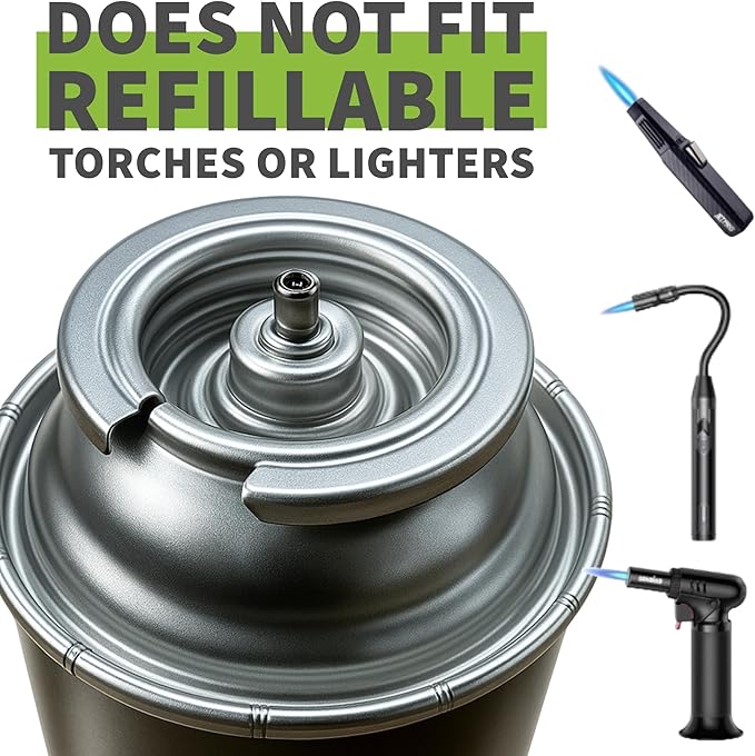 8oz Butane Gas Fuel Canisters Cylinders Tin with Dual Safety System for Portable Gas Stoves, Camping Stoves, Gas Burners, Cooking Torch, UL Listed, Made in Korea