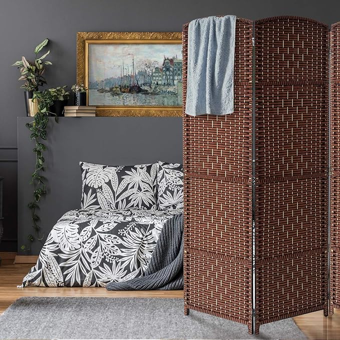 Sorbus 8 Panel Room Divider 6 ft. Tall - Privacy Screen, Extra Wide Double Hinged Panels, Diamond Double-Weaved, Partition Room Dividers and Folding Privacy Screens, Wall Divider for Room Separation