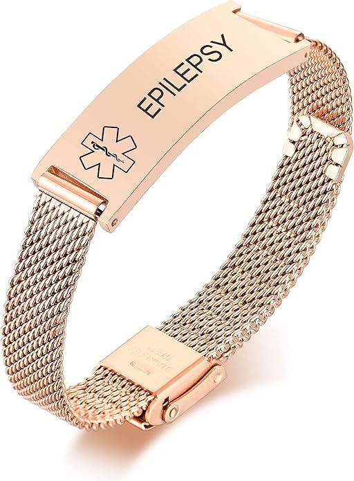 VNOX Medical Alert Bracelets for Men & Women Kids with Free Engraving Adjustable Stainless Steel Mesh Emergency Medical ID Bracelets Wristband