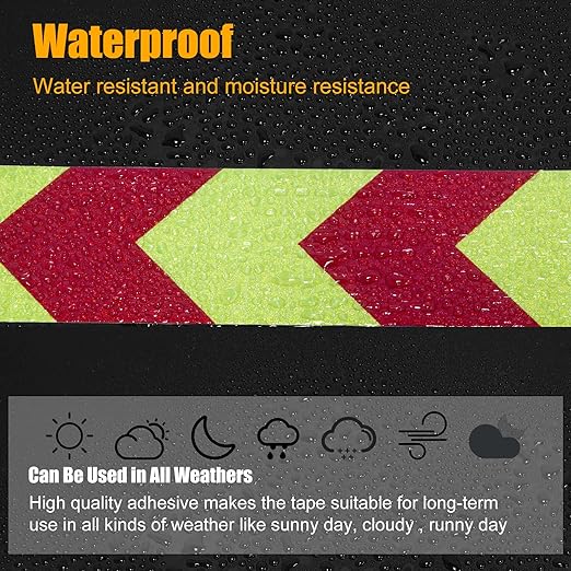 Reflective Tape, Waterproof Self Adhesive Dot Reflective Tape Outdoor Safety Caution Reflector for Trailers, Bikes, Cars（Red Yellow, 2 Inch x 32.8 Feet）