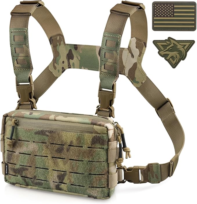 WYNEX Tactical Chest Rig Pack for Men, Running Chest Bag with Front Loop Recon Chest Rigs for Hunting Outdoor EDC