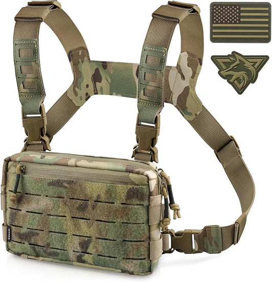 WYNEX Tactical Chest Rig Pack for Men, Running Chest Bag with Front Loop Recon Chest Rigs for Hunting Outdoor EDC