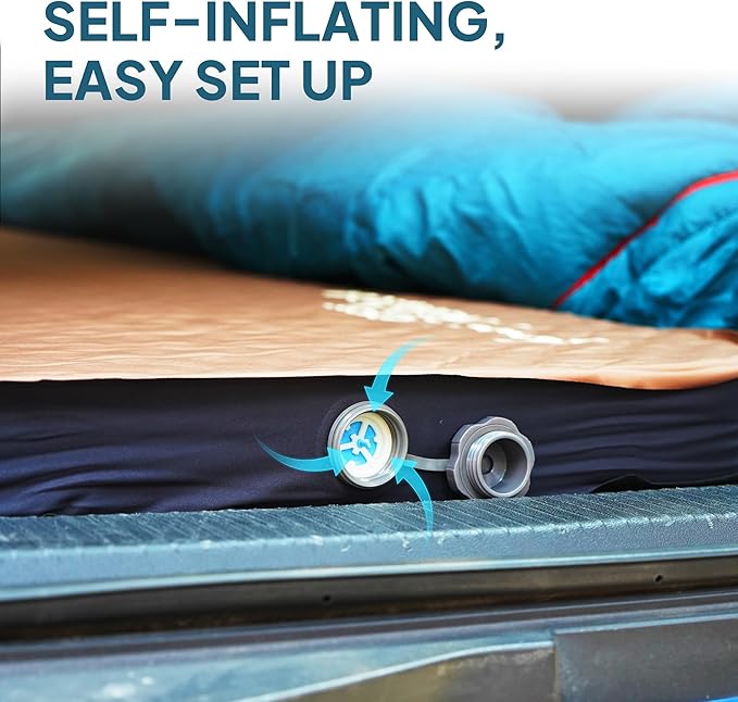 LOSTHORIZON Air & Foam Camping Mattress, Self-Inflating Sleeping Pad, 3" Thick, with Pump Sack, Slim Single