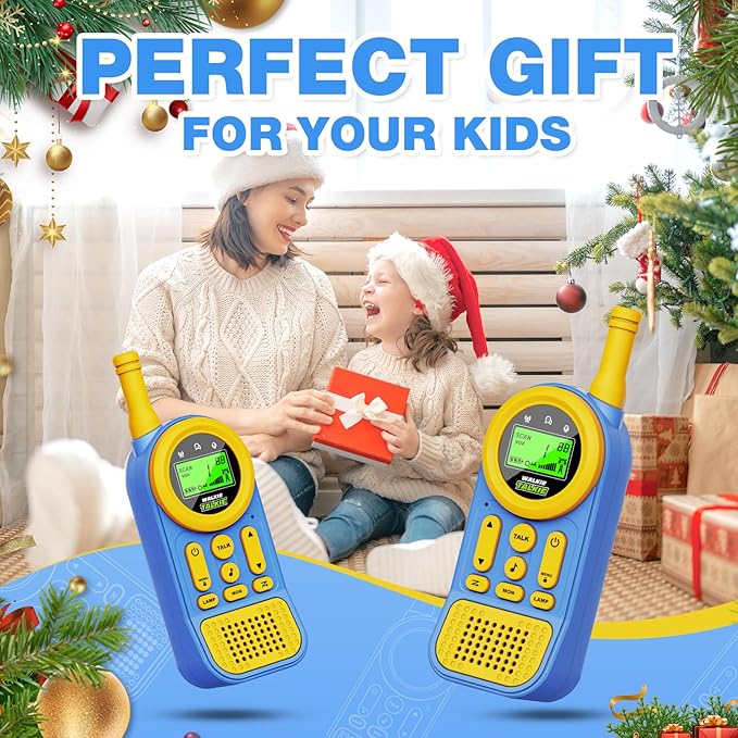 Walkie Talkies for Kids Toys: Toys for 3-12 Year Old Boys Girls - 22 Channels 2 Way Radio Toy with Backlit LCD Flashlight - 3 Miles Range for Outside/Camping/Hiking (2-Pack)