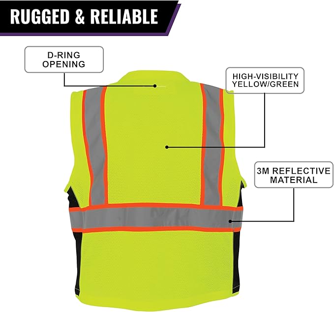 Global Glove High Visibility Safety Vest, Lightweight and Breathable
