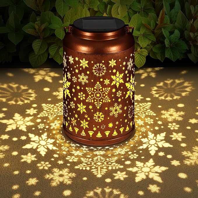 Solar Lanterns Outdoor, Waterproof Hanging Metal Solar Lanterns LED Decoration for Garden, Yard, Patio - Perfect Birthday Gifts for Women Mom Grandma(Snowflakes)