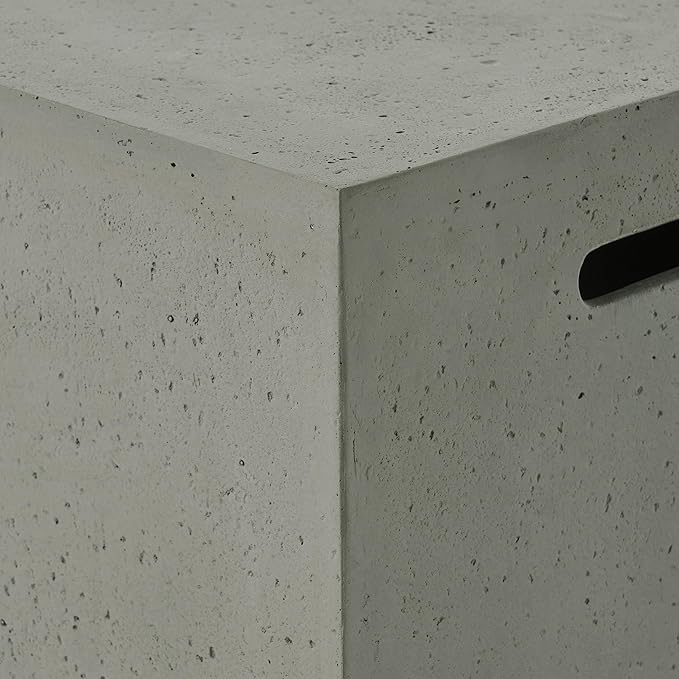 Propane Tank Cover Table for Fire Pits, 20 LB Concrete Propane Tank Holder with Side Handles, Outdoor Tank Storage Side Table for Patio, Gas Griddle, Light Gray