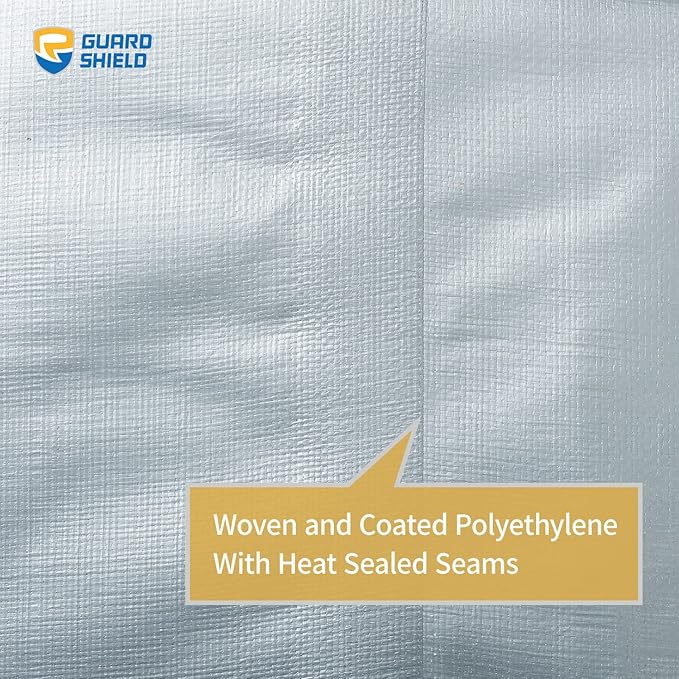GUARD SHIELD Heavy Duty Tarp 12x16 Feet Silver Multi Purpose Thick Waterproof Poly Tarp Cover 10mil