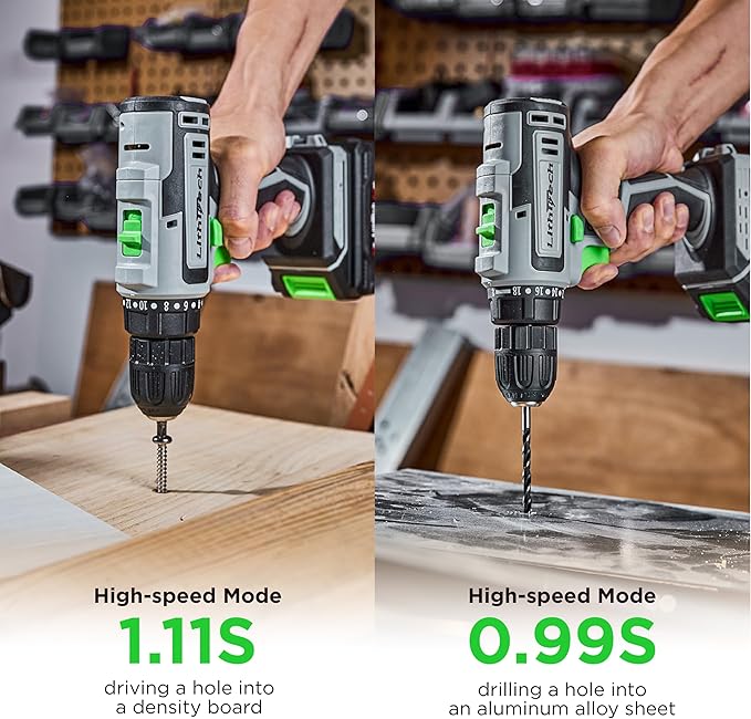 Cordless Drill Set, 20V Power Drill with Battery 2.0Ah and Charger, 2 Batteries, 3/8-Inch Keyless Chuck Electric drill, 18+1 Position, 2 Variable Speed, 380 In-lb Torque (Green)