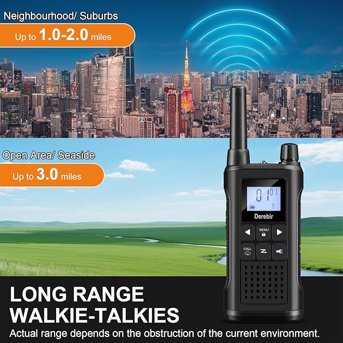 Walkie Talkies Long Range for Adults-2 Pack Rechargeable Walkie Talkies 22 FRS Channels 2-Way Radios with NOAA Weather Alert,VOX,Flashlight and 1500mAh Li-ion Battery for Family Camping Hiking