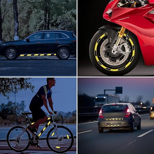 Reflective Tape, Waterproof Self Adhesive Dot Reflective Tape Outdoor Safety Caution Reflector for Trailers, Bikes, Cars（Black Yellow, 1 Inch x 65 Feet）