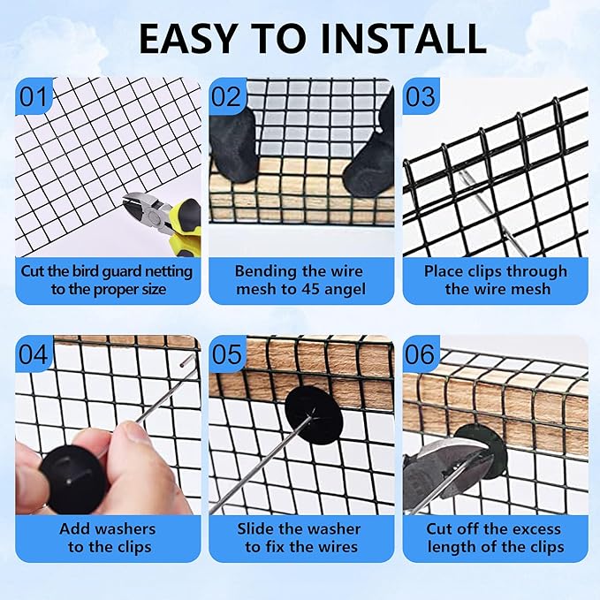6in X 100ft Critter Guard for Solar Panels, 1/2inch PVC Coated Solar Panel Guard, Critter Guard Roll Kit for Solar Panel Wire Mesh, Black Pigeon Barrier with 120pcs Fasteners, Cutting Scissor, Gloves