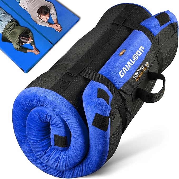 3 Inch Memory Foam Camping Mattress, Dual Layer Thick Sleeping Camp Pad for Car Tent Cot, Roll-Up Portable Glamping Floor Bed for Guests Sleepover