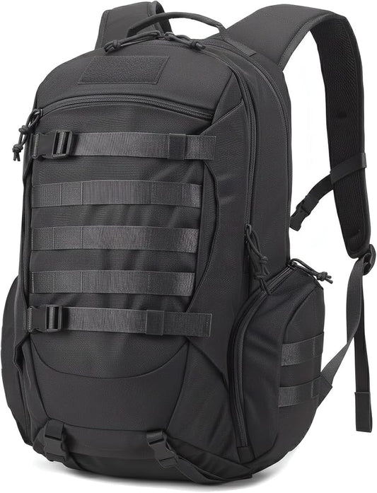 35L Tactical Backpack for Men, MOLLE Military Bug Out Bag, Waterproof Rucksack for Hiking with Hydration Port Black