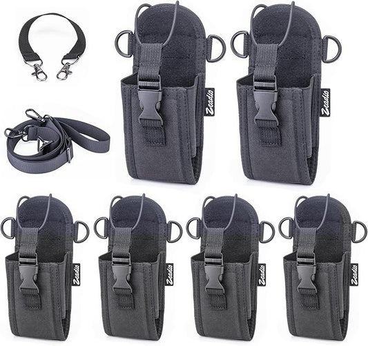 Zeadio Versatile Two-Way Radio Pouch Holster with Detachable Walkie Talkie Strap - Durable Radio Pouch and Holder for Outdoor Activities (ZNC-J, Pack of 6)