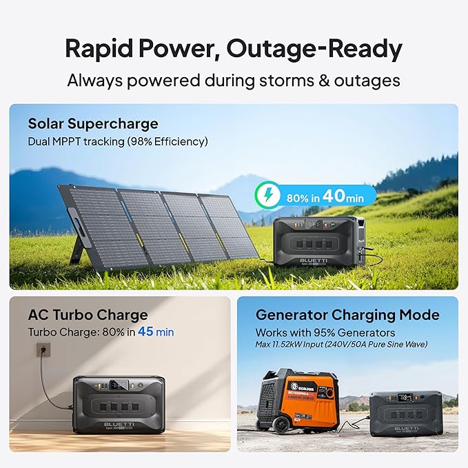 BLUETTI Apex 300 Solar Generator & 2 B300K, 8294.4Wh LFP Battery Backup with 6 3840W AC Outlets (7680W Surge), 120V/240V Dual Voltage Output, Modular Power for Home, RV and Emergencies
