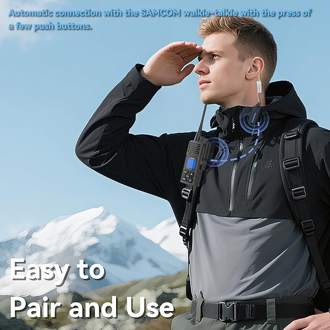 SAMCOM BTEAR01 Wireless Earpiece with Clear Airtube Tube 2 Pin Dongle for Two-Way Radios, FPCN30A/FPCN10A Wireless Headset Earphone with Mic 2-Pin K Plug, Radio NOT Included
