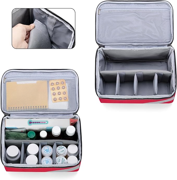 Trunab Medicine Storage and Organizer Bag Empty, Pill Bottle Organizer with Portable Small Pouch, Home First Aid Box for Emergency Medication, Supplements or Medical Kits (Bag Only)(Patent Design)