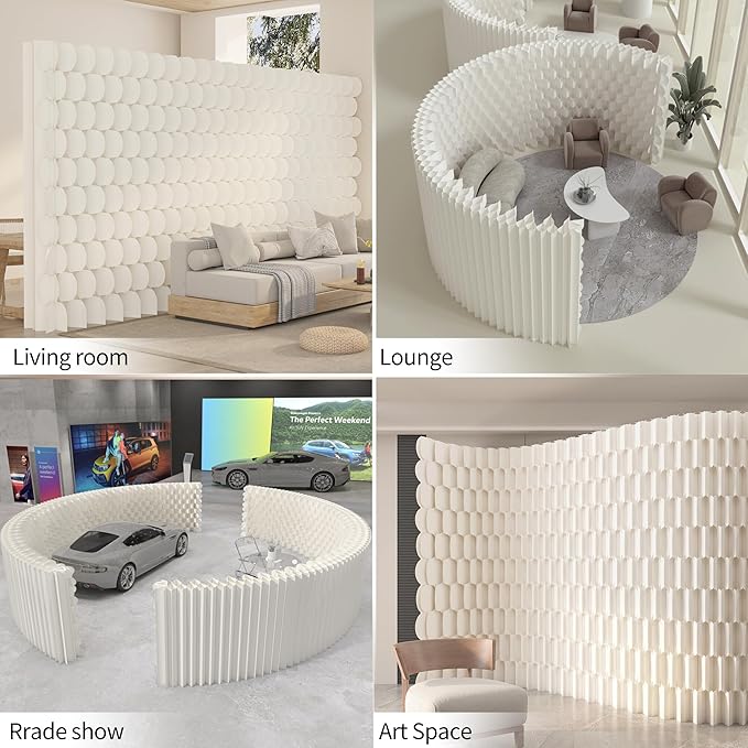 Foldable Room Divider Privacy Screens Movable Temporary Wall Space Partition, 5.25~9.19 FT Tall, 6.56~16.5 FT Width, Choice of Various Sizes and Styles