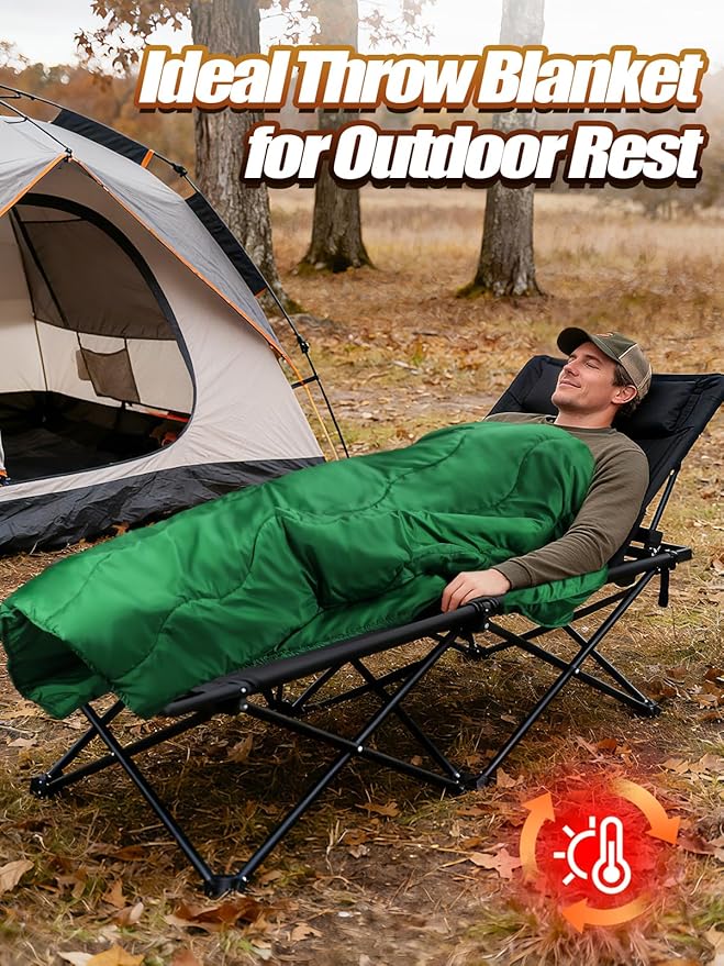 Apipi 4.5x6ft Outdoor Heated Blanket Battery Operated - Rainproof Windproof Stadium Camping Blanket with Removable Hood, Warm Travel Shawl Winter Camping Gear Essentials (USB Powered)