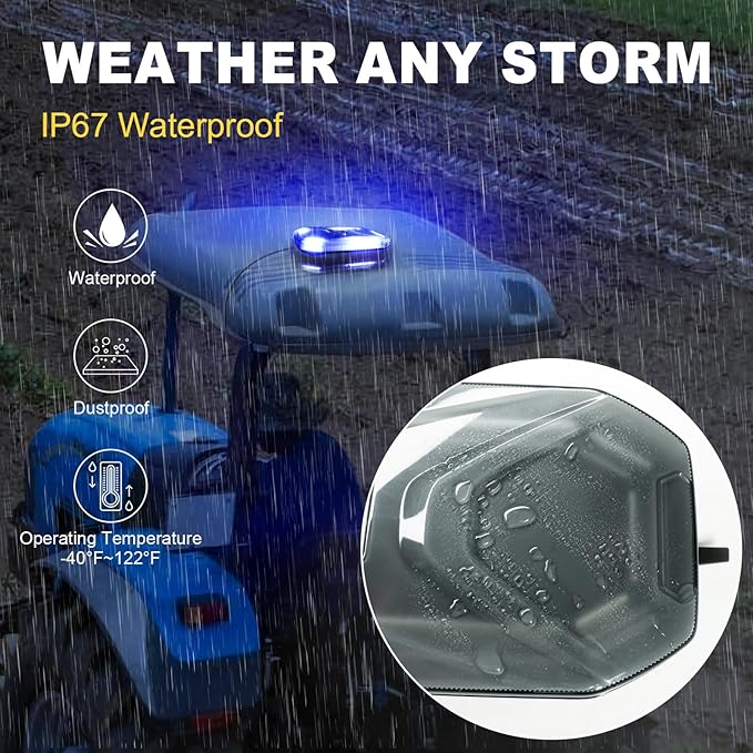 Agrieyes Magnetic Strobe Light for Trucks, 68 LED Amber Emergency Light Bar for Vehicles, Smoked LENS Beacon Flashing Warning Security Caution for Plow Snow Trailer Tractor Safety Waterproof Blue