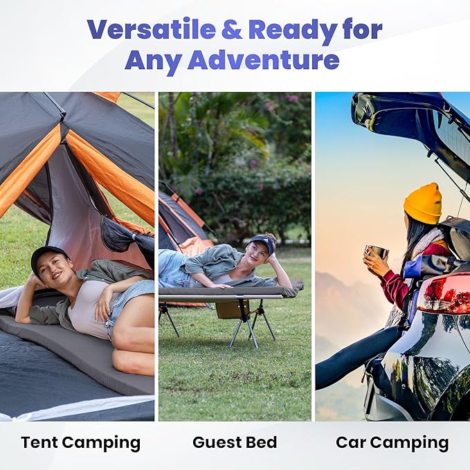 Hazli Matrix Memory Foam Camping Mattress Pad - Roll Up Mattress for Adults - Portable Cot Sleeping Pad for Camping - Floor Mat or Bed Roll for Car, SUV