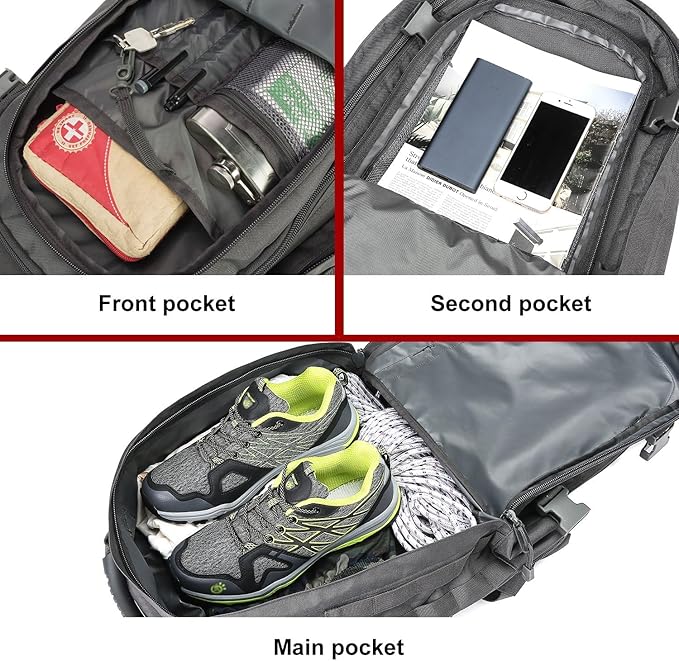 HYKING Large Tactical Expandable Backpack 39L-64L Military Bug Out Bag With Waist Strap