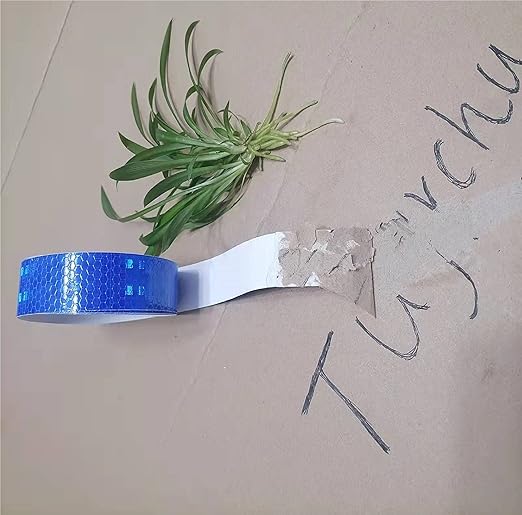 Industrial Reflective Tape Blue 1 inch Wide, Outdoor Waterproof High Visibility Safety Warning Adhesive Reflector Strips (16 feet)
