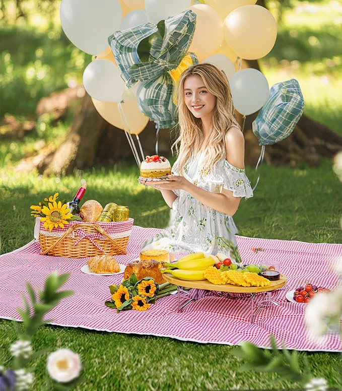 Picnic Basket for 2 with Table and Blanket Collapsible Cooler Bag Insulated Picnic Set for Beach Picnic Hamper Picnic Date Essentials for Outdoor Picnic Accessories Wedding Gift/Bridal Shower Gift
