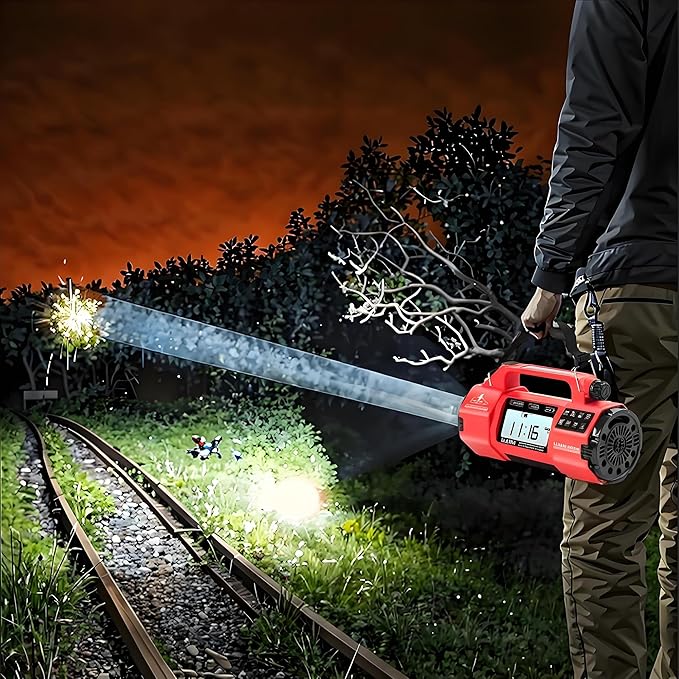 Emergency Radio FM/AM/SW/NOAA Weather Alert, Big Flashlight Big Speaker,Sleep Timer Alarm Clock, Solar/Hand Crank 5000mAh Replaceable Battery,with Cell Phone Charger Hurricane Storm Survival kit