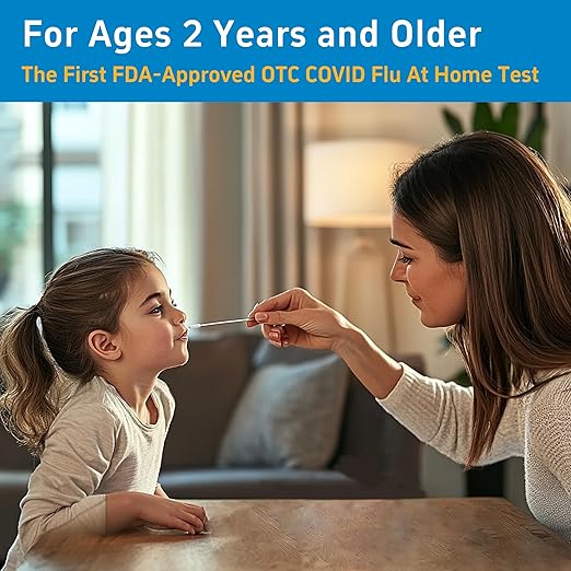 Healgen Rapid Check COVID-19, Flu A&B Antigen Test Kit, The First FDA Authorized OTC 3-in-1 Flu & COVID Home Test, Easy to Read Dual Windows, Results in 15 Mins, 2 Test