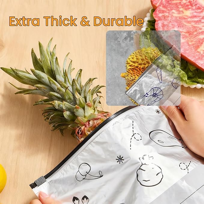 30Pcs Reusable Aluminum Foil Sealable Storage Bags, Thicken Stand Up Foil Sealable Bags with Label and Zip Lock, Aluminum Foil Bags for Food, Vegetable Fruit Meat (10*S+10*M+10*L)