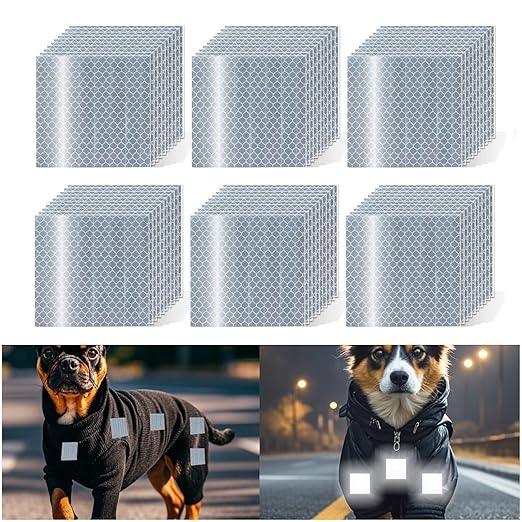 White Reflective Stickers 2 inch X 2 inch, Outdoor Waterproof High Visibility Warning Safety Adhesive Reflector Tape (60 Pcs)