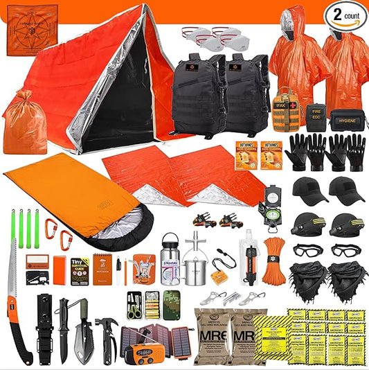72 Hour Survival Kit - 291 Pieces Survival Gear and Supplies - 45L Go Bag Emergency Backpack, First Aid, Water Filter, Tools, Tent, Camping Essentials, Emergency Preparedness - The Alpha