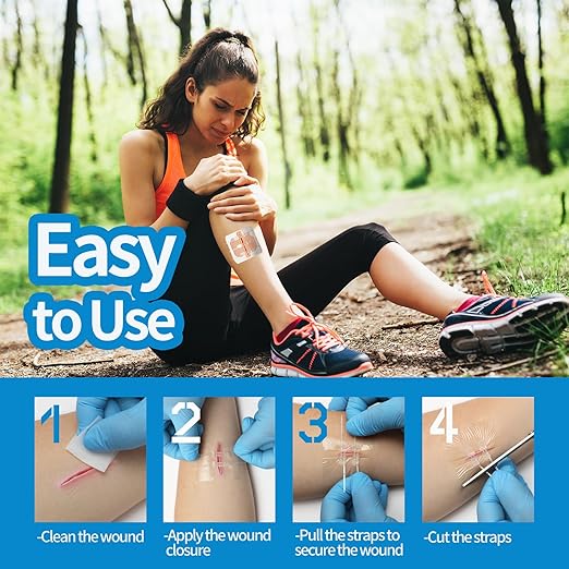 Emergency Laceration Closures, Zipstitch Wound Closure Device (2 Set) - Laceration Repair Without Stitches, Easy to Use Wound Closure Kit for Home, Outdoors